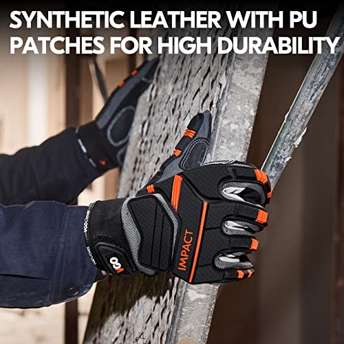 Vgo... Safety Work Gloves,Mechanics Gloves,Impact Gloves,Anti-Vibration Gloves,Rigger Gloves,Heavy Duty(SL9792IP,Gray,M,1Pair) - Image 4
