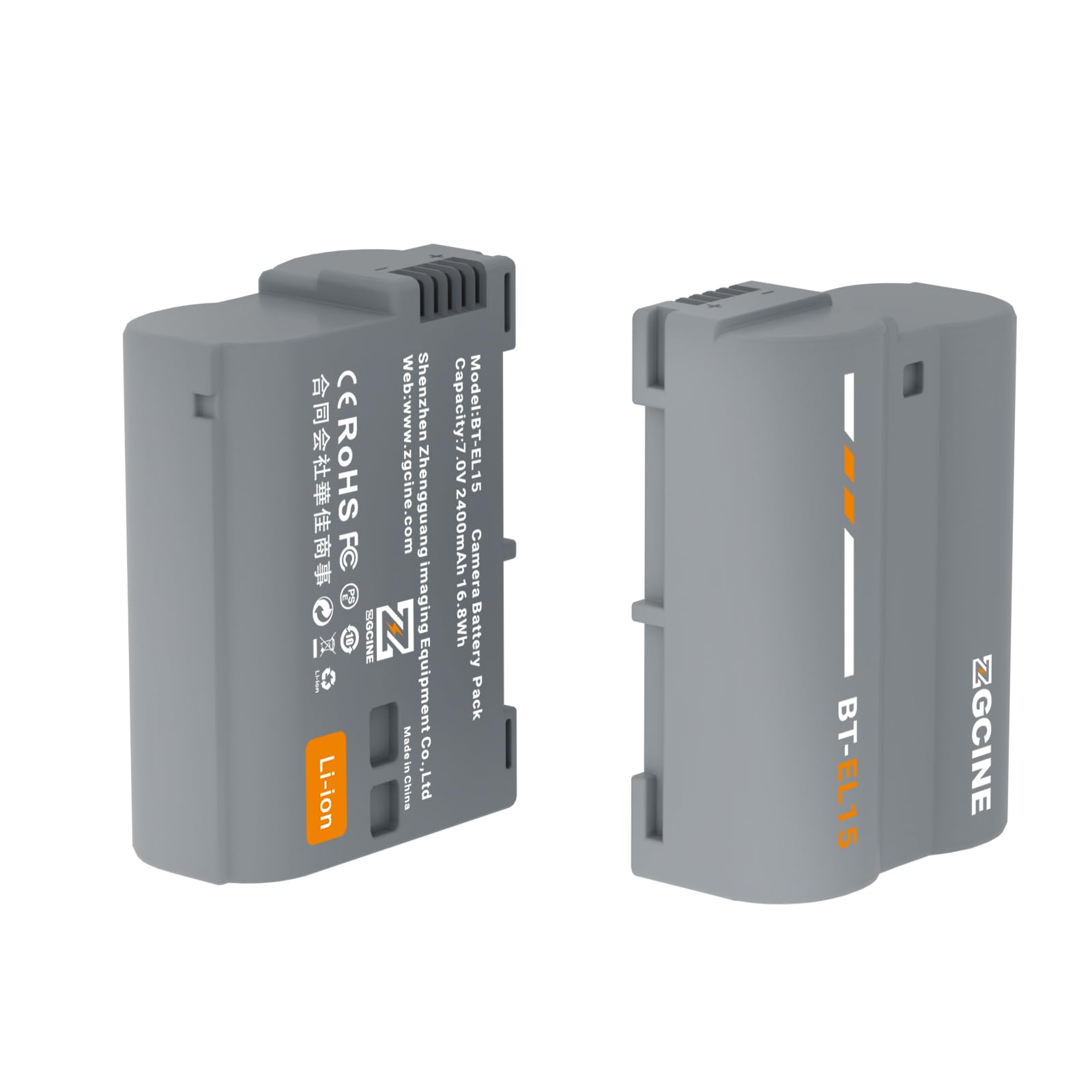 ZGCINE BT-EL15C 2400mAh Grey High Capacity Camera Battery for Nikon Z8, Zf, Z7 II, Z7, Z6 II, Z6, Z6 II, Z6 III
