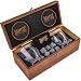 Whiskey Glass Gift Set of 2 - Whisky Rocks Chilling Stones & 2 Bourbon Glasses - Perfect Gifts For Men - Large 10oz Premium Lead-Free Crystal Whiskey Glass And Stone Set - Glassware in Wooden Gift Box
