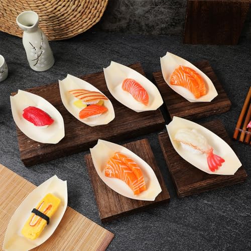 Platos desechables de madera en forma de barco x150 miniatura 5