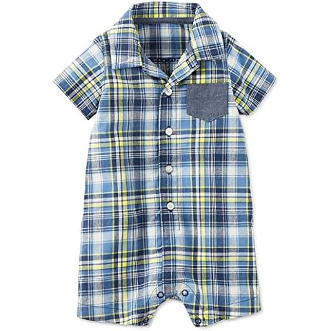 Carter's Blue and Yellow Plaid Romper for Boys Cover
