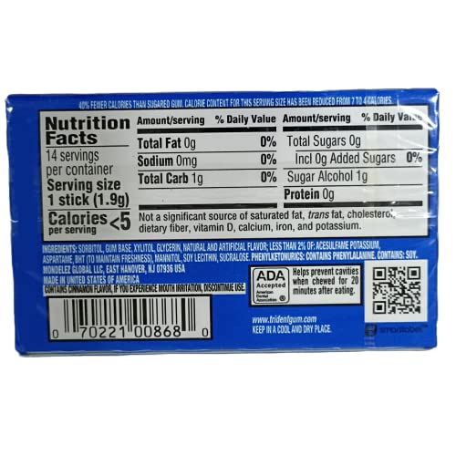 Image of Trident Sugar Free Gum, 2 x 60 g