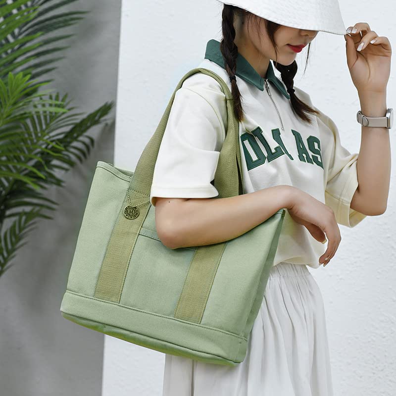 Crossbody Canvas Tote Satchel Bag for Women Shoulder Bag Multi-pockets Zipper Purse Handbag,Hobo Bag,Everyday Bag3