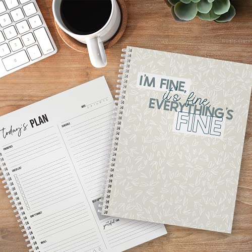 Agenda journalier anti-stress Everything Is Fine grand carnet à spirales pour centraliser vos notes