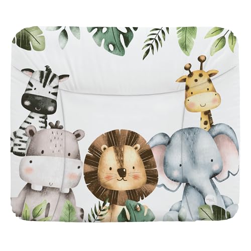Ceba Baby® weiche Wickelauflage 85x72 cm - Baby Wickelunterlage- Wickeltischauflage für Junge und Mädchen - Wasserdicht, abwaschbar - OEKO-TEX® Standard 100 - Made in EU -Dschungeltiere