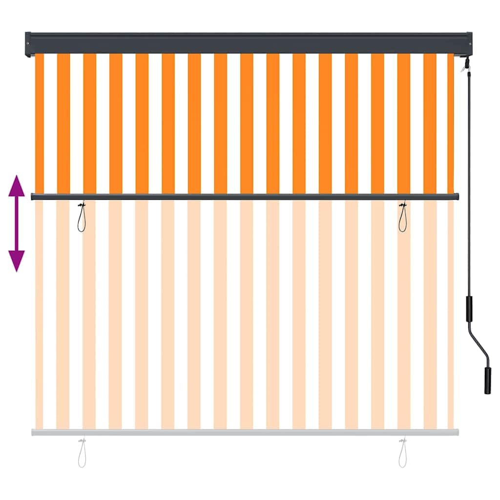 Store Enrouleur Blanc et Orange 180 x 250 cm Tissu et Aluminium,Stores vénitiens & Stores en Toile,4.9kg-362083