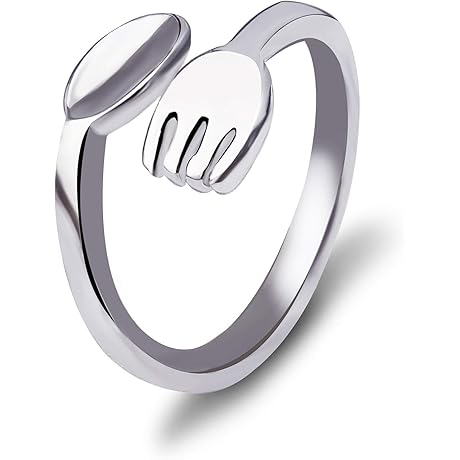 Silver Tristan Ikaika Spoon and Fork Rings: Unisex, Adjustable, Funky Chef Rings...