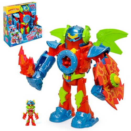 SUPERTHINGS KAZOOM Power–Titan Fury.Robot Titan Fury de Kid Fury de la Serie de TV “Superthings Kazoom Power”.con Espada,Escudo,alas y Disparador. Contiene Robot,Kid Fury Exclusivo y 3 Proyectiles