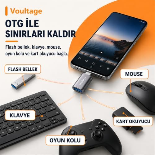 Type-C to USB-A Dönüştürücü - USB 3.0 OTG Adaptör, 5 Gbps Yüksek Hızlı Veri Aktarımı, MacBook, Samsung Galaxy, Iphone 15/16/17, Laptop ve Akıllı Telefonlar İçin Tak Çalıştır Çevirici - Görsel 6