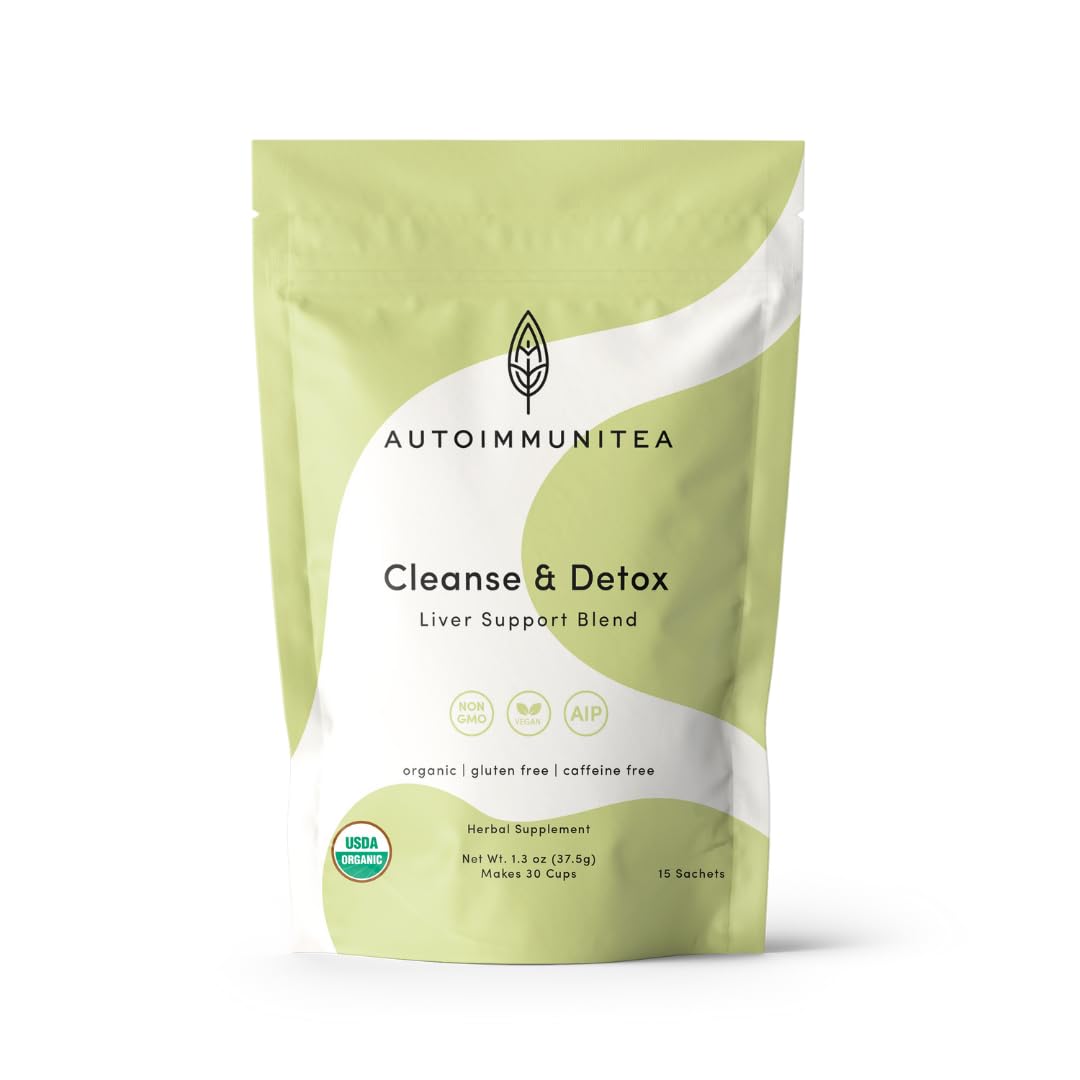 Detox Liver Tea - Herbal Debloat Blend - AIP Autoimmune Protocol Compliant - Whole 30, Paleo Friendly - Organic Cleansing Herbs with Dandelion Root, Ginger, RooibosUSDA Organic