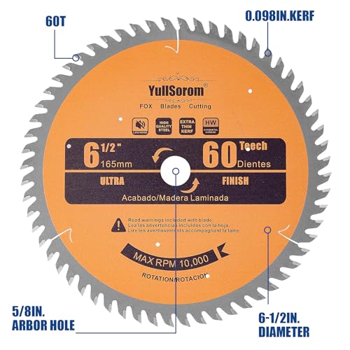 Image of 6-1 /2 inch Circular Saw Blade 60T Combo Pack with 5 /8 inch Arbor,Ultra Fine Finish for Wood Cutting, Thin-Kerf