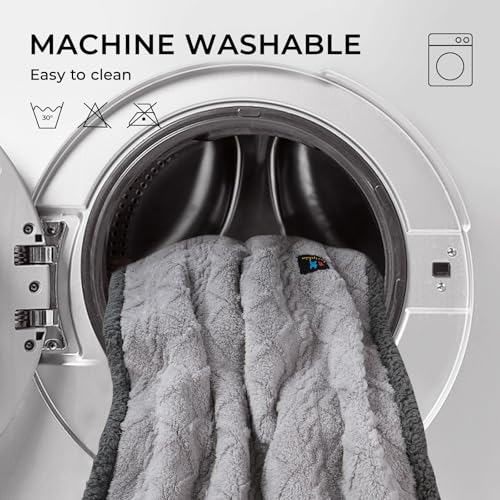 luciphia Wasserdichte Hundedecke Waschbar, Haustier Decke für Hund Katzen Welpe, Kuscheldecke Weich Flaushig Sherpa Fleece, Katzendecke Mittelgroße Große für Bett Sofa Couch, Hellgrau Gitter 71*102cm