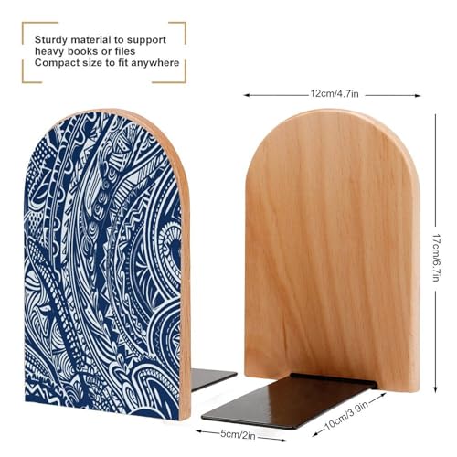 Sujetalibros de madera azul polinesio para organizar novelas en el salón de casa 3