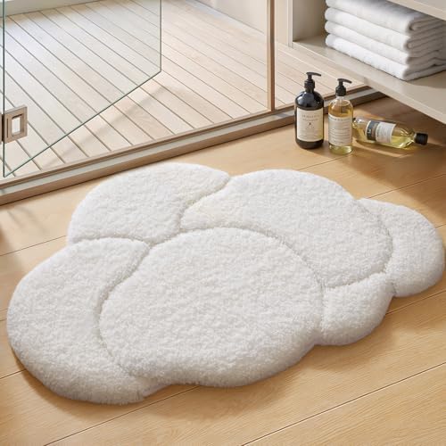 Color&Geometry White Cloud Cute Bath Mat,Non Slip Bath Mat Quick ...