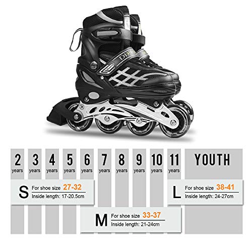 Lixada Inliner Skates für Kinder/Jungen/Mädchen, Einstellbare beleuchtende Bequeme Inline-Skates...