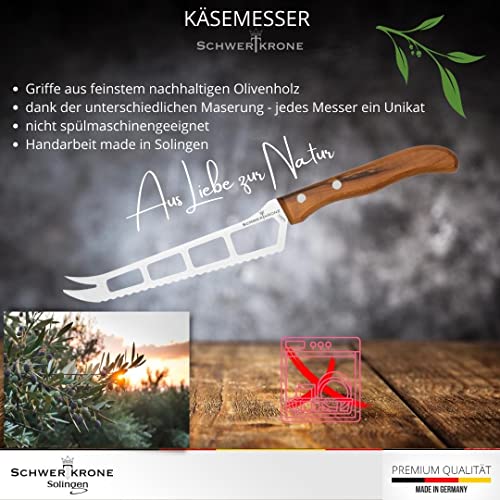 Käsemesser mit Olivenholzgriff und Wellenschliff aus Solingen