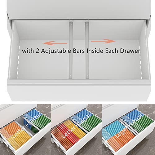 Reemoon Metal Lateral File Cabinet With Lock, Home Office 2 Drawer Steel Wide Filing Storage Cabinet For Hanging Files Letter/Legal/F4/A4 Size, Assemble Required, White #TOP3