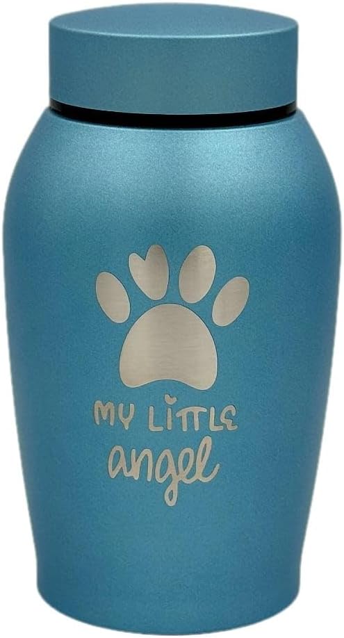 Pet Cremation Urn Engraved Stainless Steel | for Small Pets up to 20 Pounds | Black | Beautiful Memorial for Dogs, Cats, Birds, Rabbits, Horses, and More