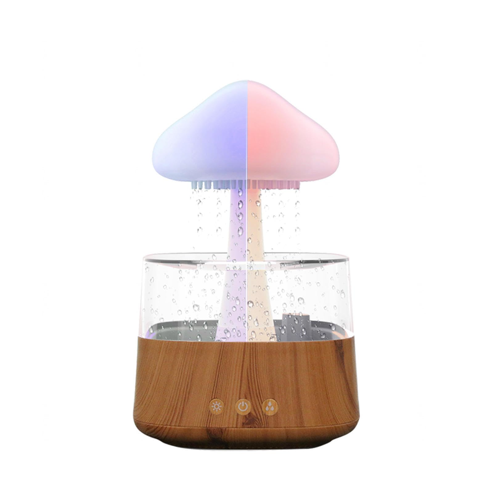 HAZARA Umidificatore Fungo, Nebbia A Pioggia A 3 modalità 450ml,Funzione Cronometraggio Umidificatore Piante, for Camera da Letto, Dormire,Woodgrain