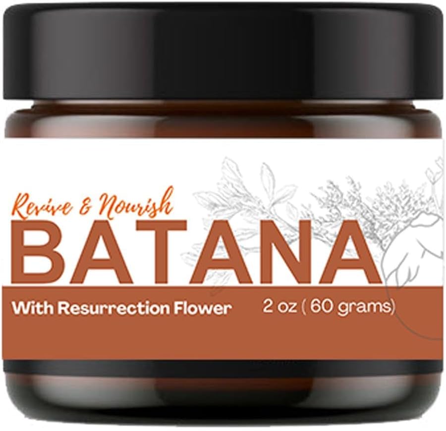 Au Natural Organics 100% Pure Batana Oil with Ressurection Flowers for Hair Growth, Hydration, Restoration, Protection and Volume | Cold Pressed | Sourced from Honduras 2oz