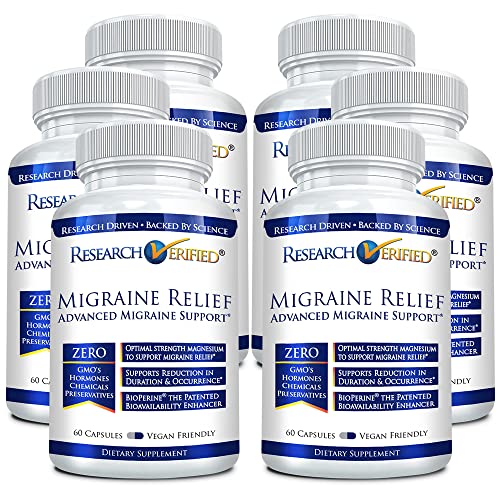Research Verified Migraine Relief - Dual Action Supplement - Reduce Severity and Duration, Balance Hormones - with Ginger and Ginko Biloba- 60 Capsules Per Bottle - 6 Month Supply