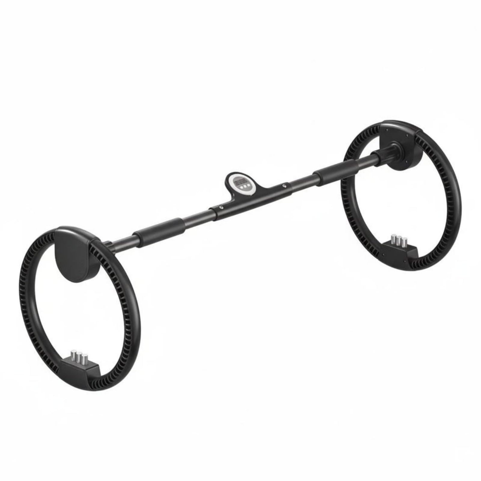 Fitness Hoop Cerchio per Allenamento Attrezzo Addominali Girovita per Glutei con Struttura Doppia Ruota E Barra d'Acciaio Carico Regolabile con Pesi, Nero, Timer
