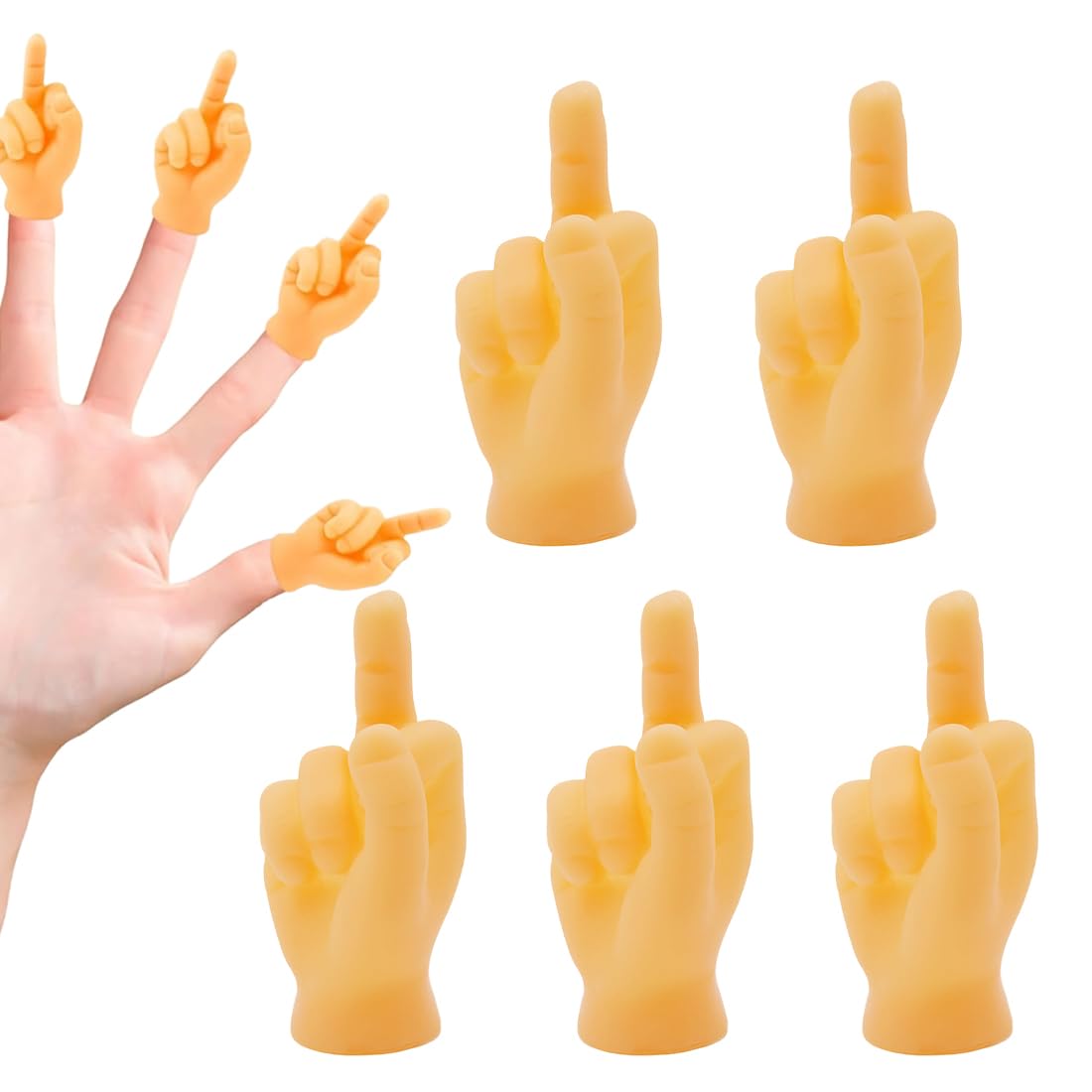 5 PCS Mini Marionnettes À Doigt D'Honneur En Caoutchouc, Doigt D Honneur Mini Mains, Marionnettes À Doigts Petites Mains, Mini Cadeau Doigt D'Honneur Pour Animaux, Fêtes Et Réseaux Sociaux