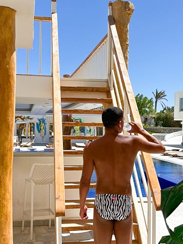 KLEVY Men's Swim Brief, Athletic Performance (Zebra Rhythm, M)