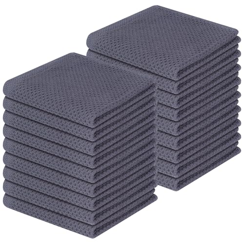 Image of Homaxy 100% Cotton Waffle Weave Kitchen Dish Cloths, Ultra Soft Absorbent Quick Drying Dish Towels, 12 x 12 Inches, 18-Pack, Dark Grey