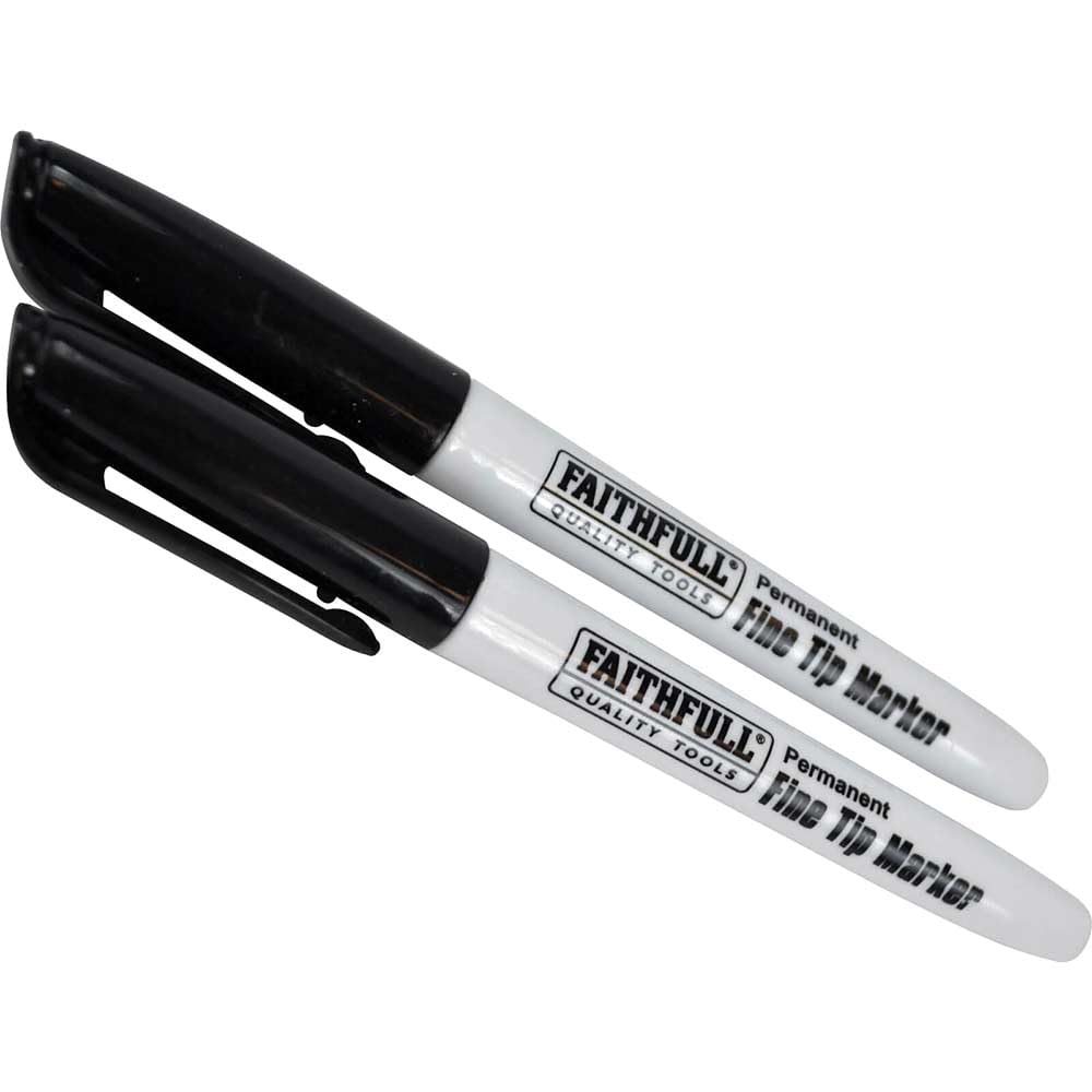 Faithfull Fibre Tip Marker Pen Black (Pack 2) FAIFTMBLK2