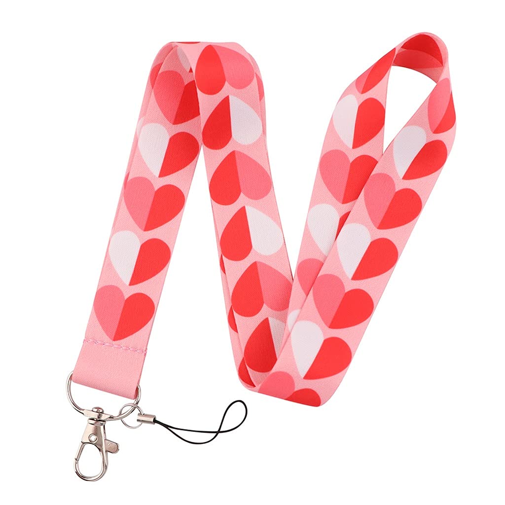 Cuore Carino fettuccia Cordino Portachiavi Classico Bambini Storia Nastro Appendere Corda Portachiavi Cellulare Collo Cinghie Portachiavi (Rosso 17,7 Pollici)