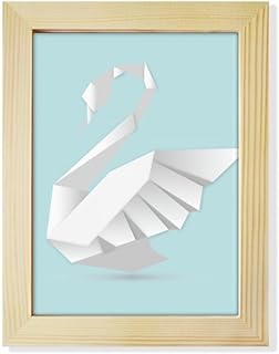 DIYthinker White Swan Abstract Butterfly Pattern Desktop Adorn Photo Frame Display Art Painting Wooden