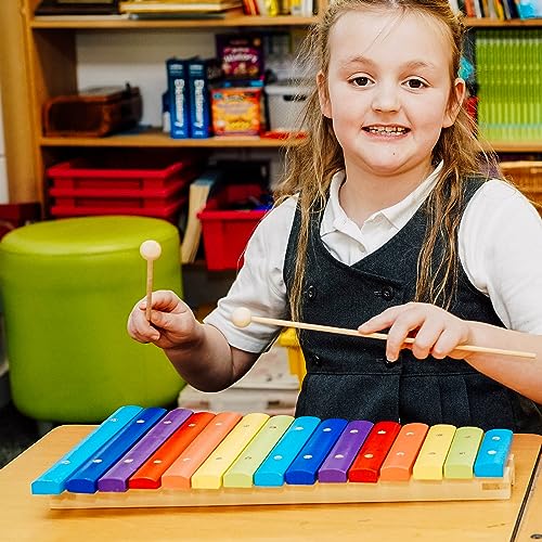 Image of A-Star 15 Note Colourful Wooden Rainbow Soprano Diatonic Xylophone with Two Wooden Beaters - G5 to G7