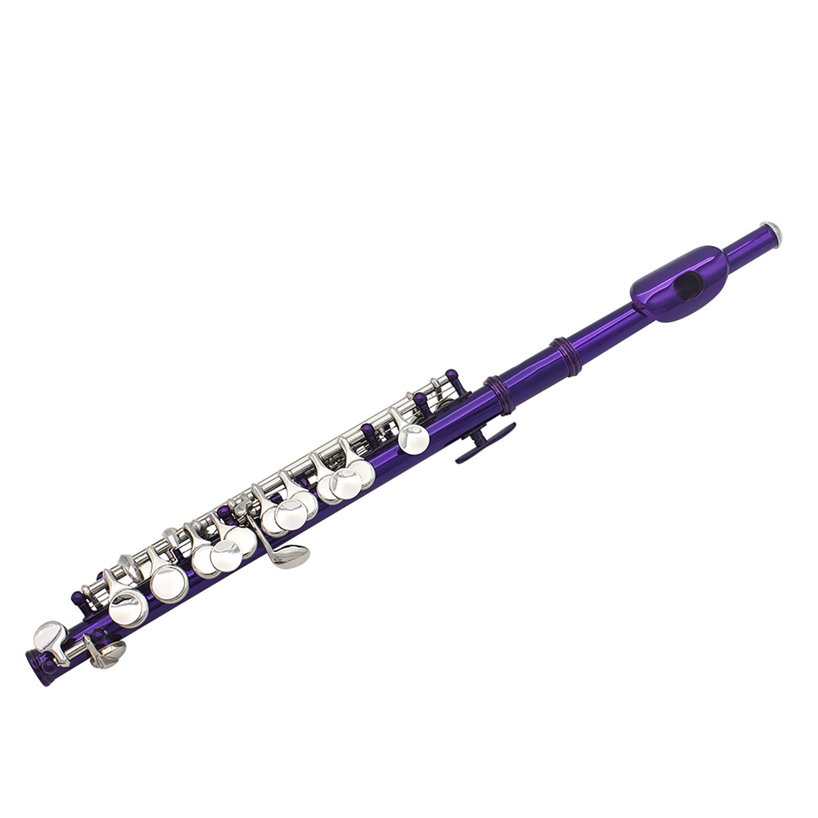 Detachable Silver Plated C Piccolo with 16 Holes, Professional Piccolo Set, Enhanced Playability and Ergonomic Keys, Includes Screwdriver Cleaning Cloth and PU Leather Case for Stu (Violette)
