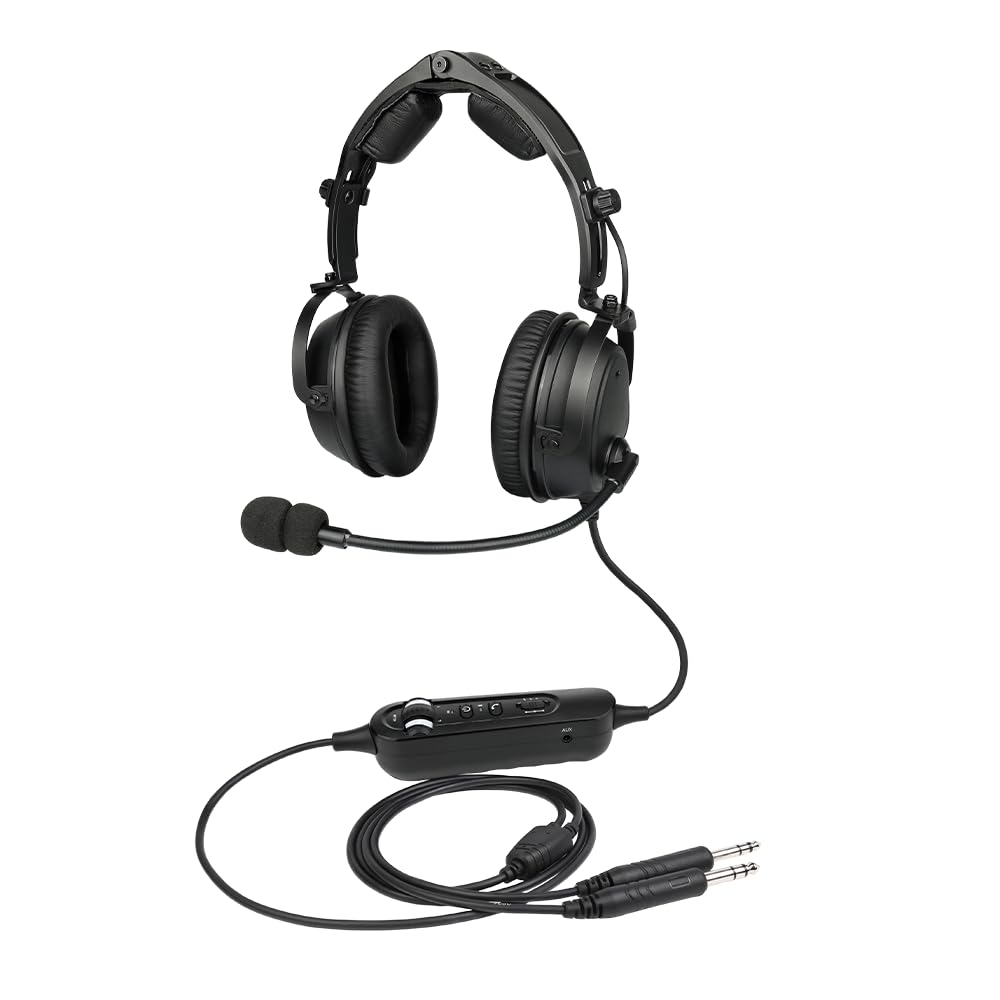 ANR Aviation Headset with Bluetooth, Active Noise Canceling with MP3 Input, Faux Leather Ear Cushions, GA Dual Plugs, Include Headset Bag-image-16