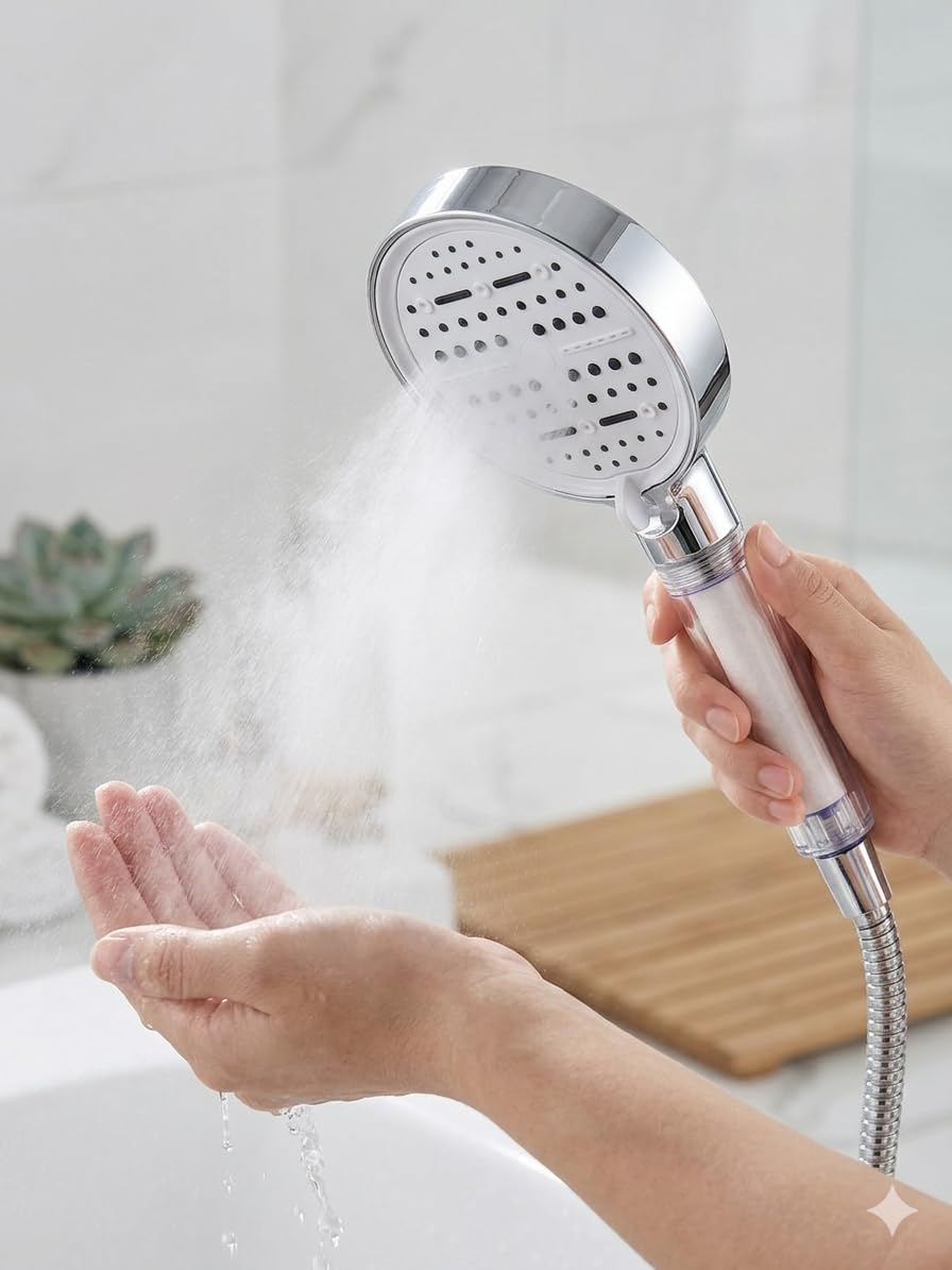 Mayaglory Multi 6 Fonksiyonlu Spa Etkili Filtreli Duş Başlığı Yüksek Basınçlı Su Tasarruflu Klor ve Kireç Önleyici El Duşu, Handshower (Art Deco)
