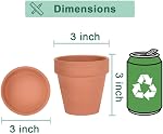 Terracotta Pots with Saucer - 12 Pack 3 Inch Clay Pot Ceramic Pottery Planter Cactus Flower Pots Succulent Pot Drainage Hole, Great for Plants, Crafts, Wedding Favor