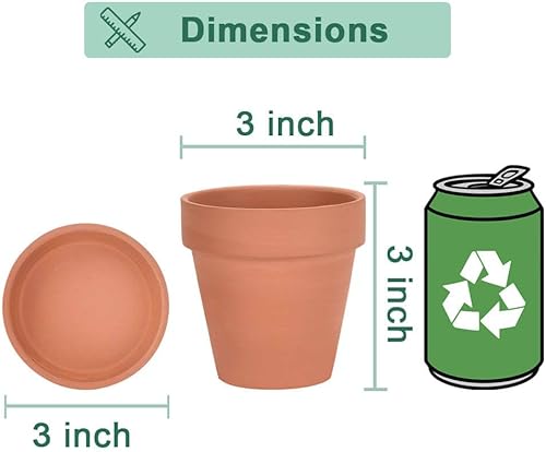 Miniatura 6 de vensovo Macetas de arcilla de terracota de 3 pulgadas para plantas con platillo, paquete de 12 macetas pequeñas de terracota ideales para el