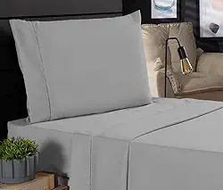 Jogo de Cama Classic Solteiro Percal 400 Fios Ponto Palito 03 Peças, Antiácaro, Anti-pilling com Toque Macio - Cinza