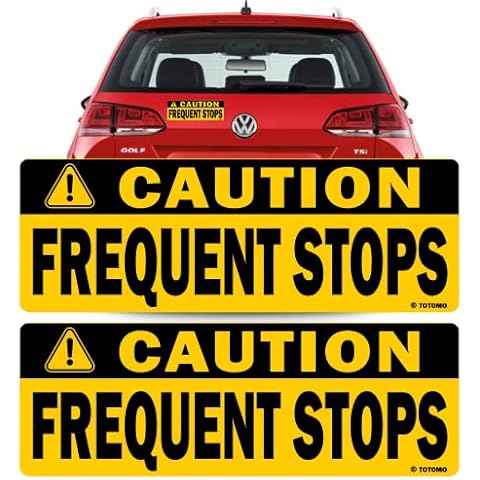 TOTOMO Caution Frequent Stops Magnet Sticker (Set of 2) 10"X3.5" Highly Reflective Premium Quality Car Safety Caution Sign Cover