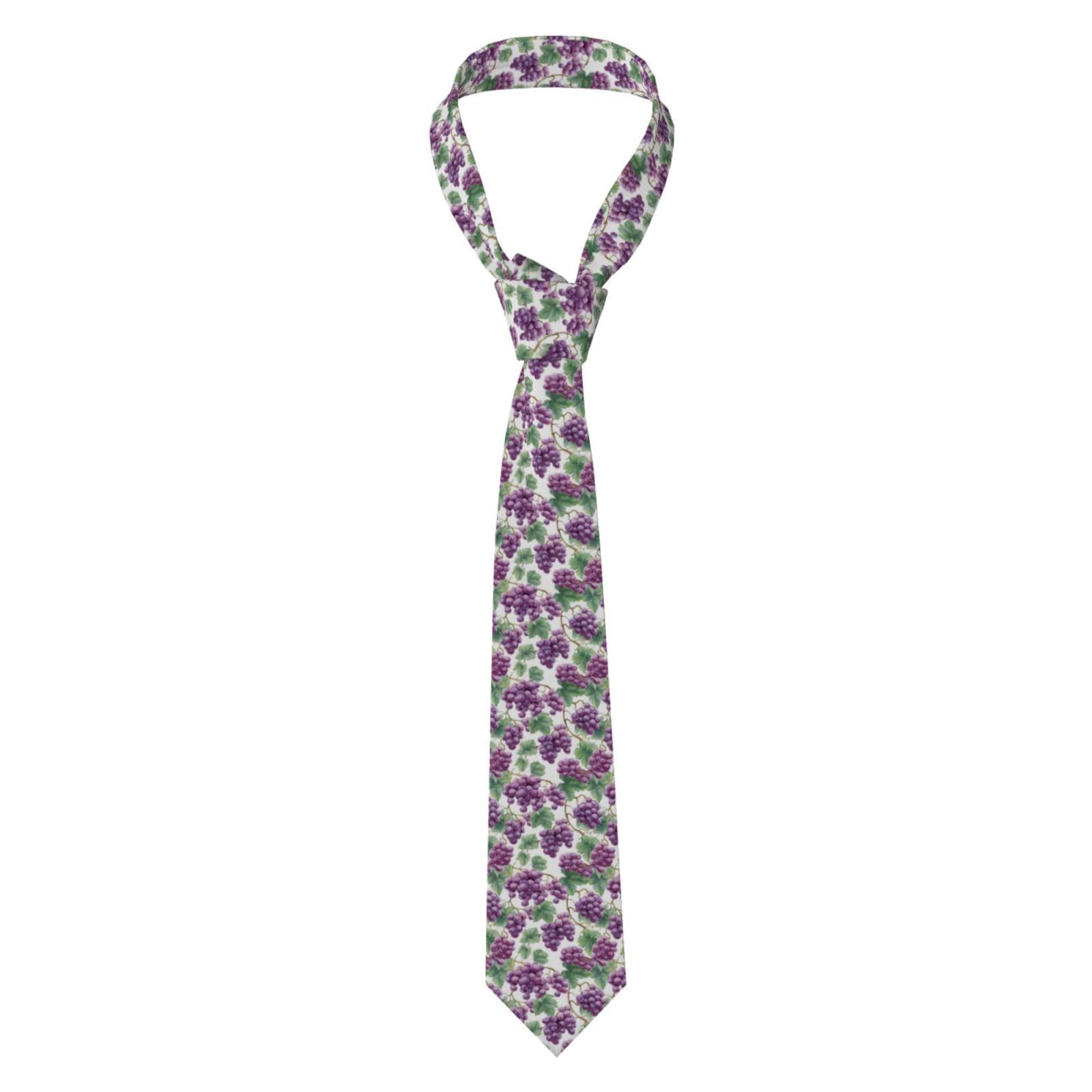 BHHJKK Retro Purple Grape Fruit Novelty Ties For Men Skinny Mens Tie Necktie For Wedding Groomsmen Graduation Dance Party