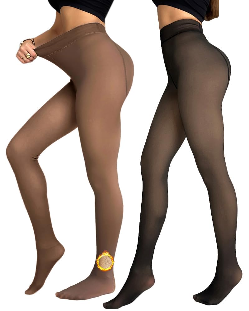 CHICME Paquete de 2 leggings mágicos con forro polar 2025, medias térmicas de cintura alta