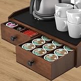OCERAVE Wooden Coffee Pod Holder & Organizer - Coffee Station Organizer for Counter, Coffee Pods and Tea Organizer Holder Compatible with Keurig Pod & K-Cup | 30 Pod Capacity