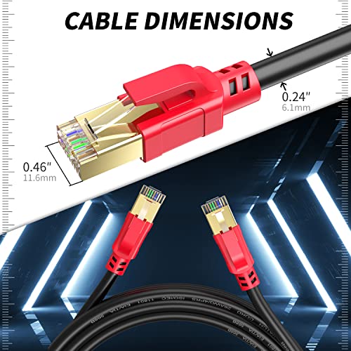 Ethernet Cable Cat6 100 FT, High Speed Outdoor Internet Wire,LAN/WAN Network Cord for All RJ45 Devic,TV, Router, Modem, PC, Gaming.