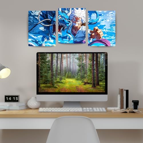 Image of ADRAIL STORE One Piece Anime Manga Poster, Zoro Character Design Wall Poster 3 Panal - A4 Size, 300 GSM, Wall Decor Posters Wall Art For Bedroom, Living room, Office, Dining Room,No Frame (Luffy-3)