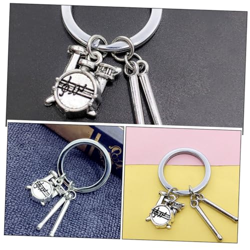 LIFKOME llavero con baqueta de batería colgante para música, anillo de llave de baqueta plateado, joyería de percusión para bateristas y músicos miniatura 5