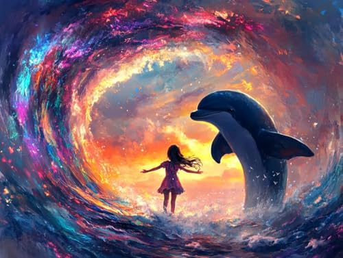 Pintar por numeros adultos principiantes sin experiencia lienzo de delfin 50 x 60 cm