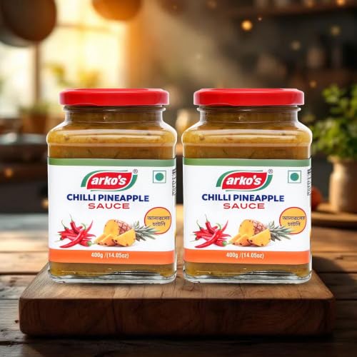 Image of ARKOS Homemade Chilli pineapple Sauce 800gm with 100% natural ingredients,Hot, Tangy, Sour, & Spicy with Authentic Chinese flavour Chilli Pineapple Sauce thick liquid eaten with food