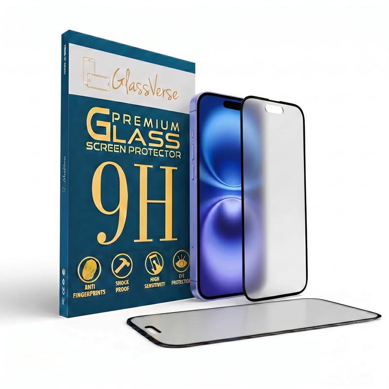 Image of GlassVerse D+ Matte Tempered Glass With 18H Hardness For Apple Iphone 16 Plus (PACK OF 1) with Free Installation Kit. Full screen Coverage - 6.7 inch