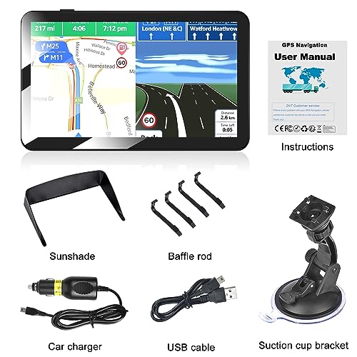 Car GPS Navigation 7 Inch Truck GPS System, 2025 Touch Screen Vehicle GPS Commercial Trucker GPS Navigation Speeding Warning, Voice Navigation, POI, Free Lifetime Update of World Maps - Thumbnail 7